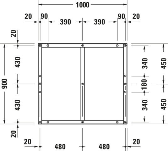 Duravit Fußgestell für Duschwanne Tempano 1000x900mm