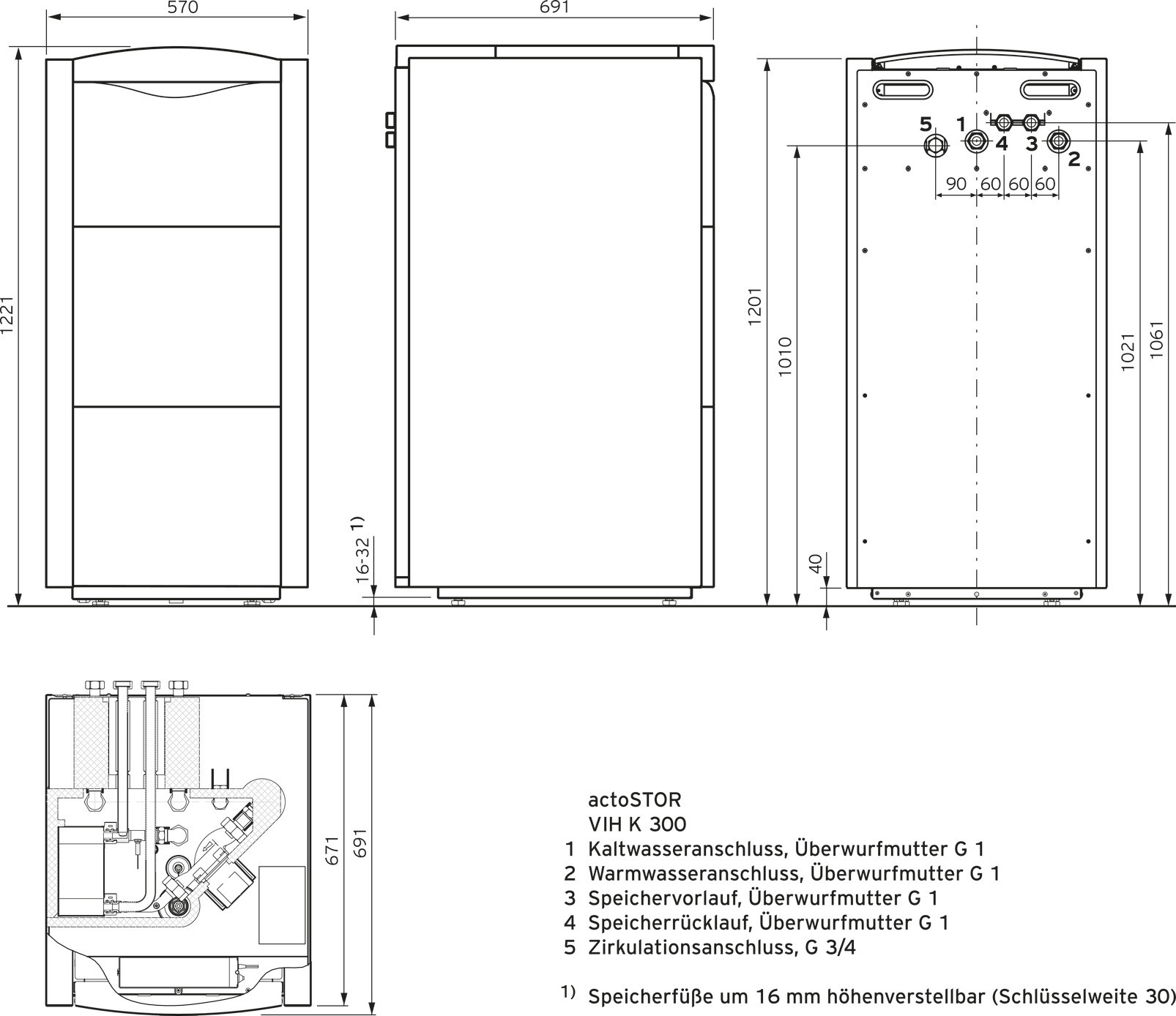 Vaillant actoSTOR VIH K 300 Warmwasser-Schichtladespeicher, 150 l