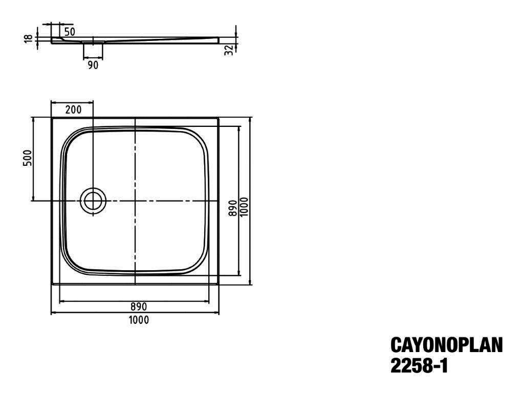 KA DW CAYONOPLAN Mod.2258-1,1000x1000mm, alpinweiß,Antislip