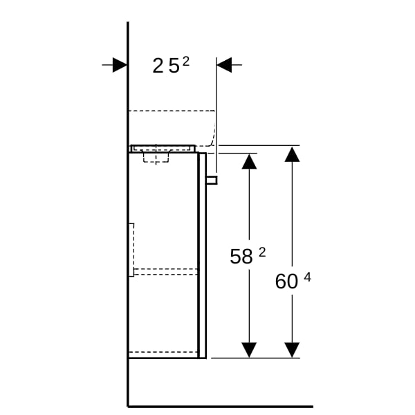 Geberit Renova Compact US 34,8cm für HWB 40cm mit 1 Tür, 34,8x60,4x25,2cm, weiß