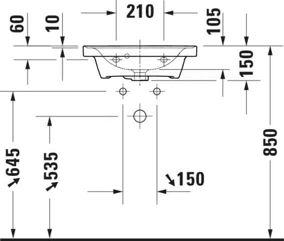 DU Handwaschbecken D-Neo wandh. 500mm weiß hochglanz