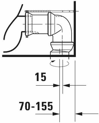 DU Stand-WC Kombi Starck 3 655 mm Tiefspüler, f.SPK, Abg.Vario, weiß WG