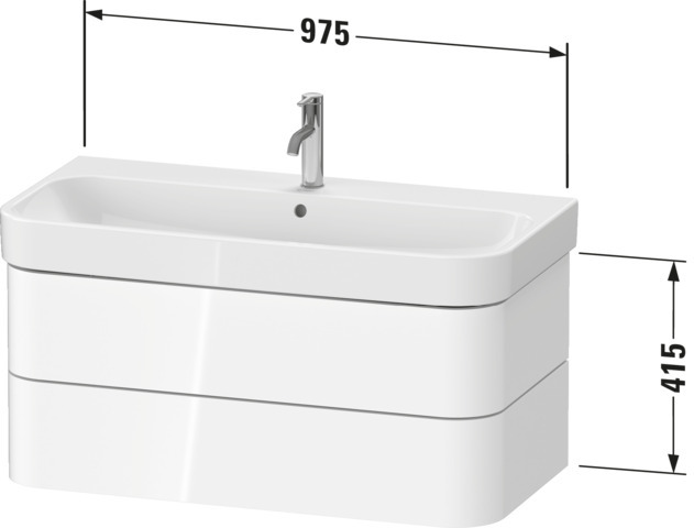 DU WTU wh. Happy D.2 Plus 975x415x490mm 2SK, Graphit Supermatt, ohne ES