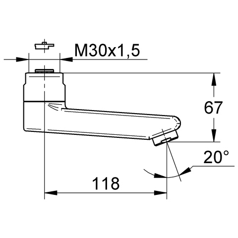 GROHE Gussauslauf 440452 117mm für Eichelberg WT-Wandarmaturen chrom