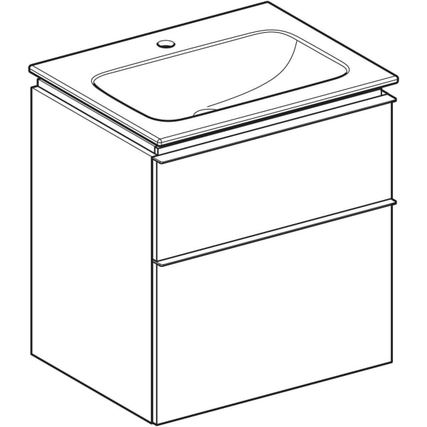 Geberit iCon Set MWT m. US, 2 Schubl. 60x63x48cm, weiß hgl./Gr. chr/KeraTect