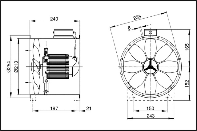 Maico Axial-Rohrventilator DZR 20/2 B Drehstrom, DN200