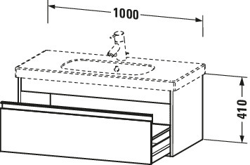 DU WTU wandhängend Ketho 455x1000x410mm 1 Auszug, für 034210, Nussbaum Dunkel