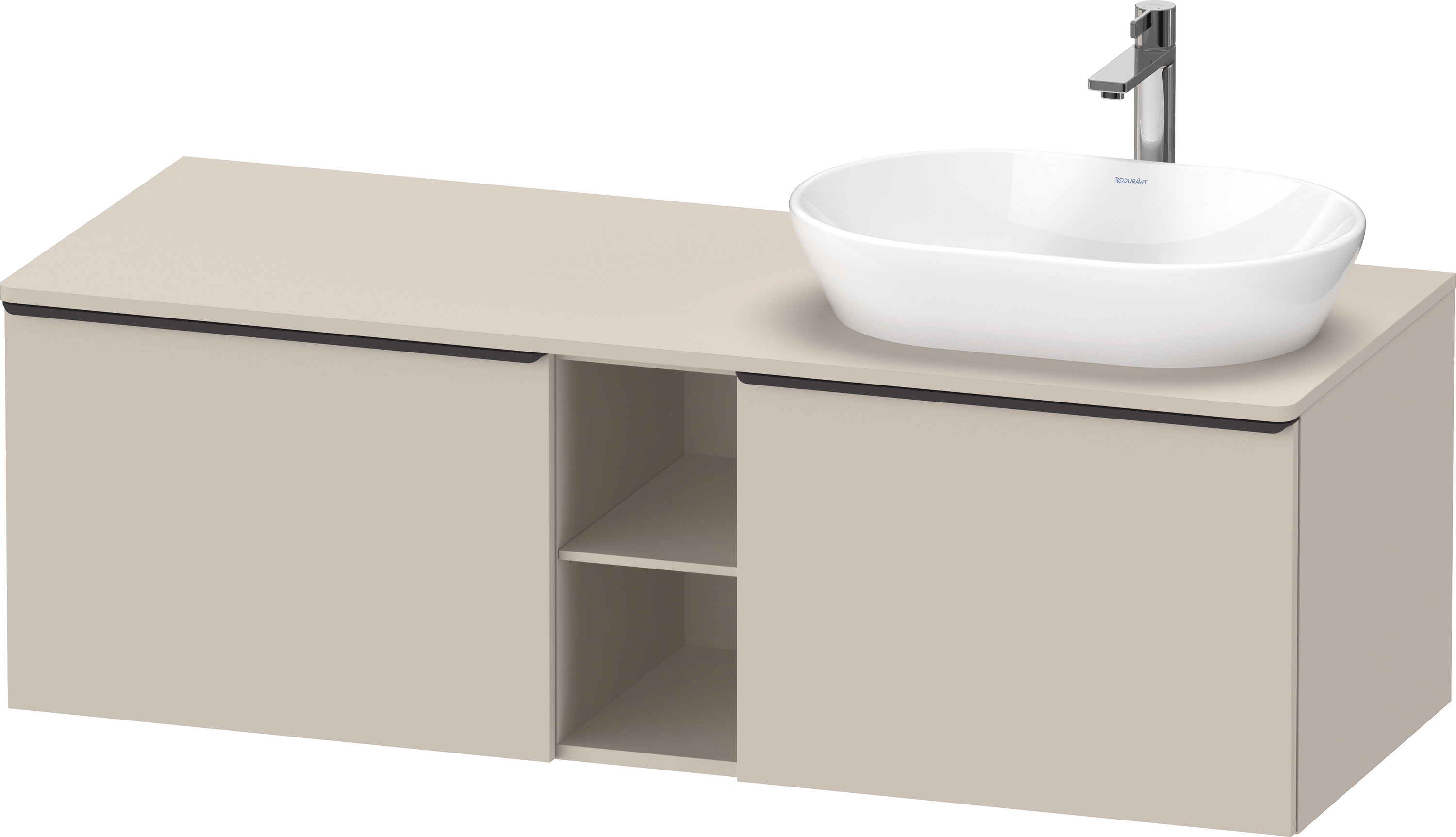 Duravit D-Neo,Kons-WTU,R,AZ:2,Fä:2,Gr:D.Schw. 1400x550x459mm,Wandh,Taupe Matt, Dekor