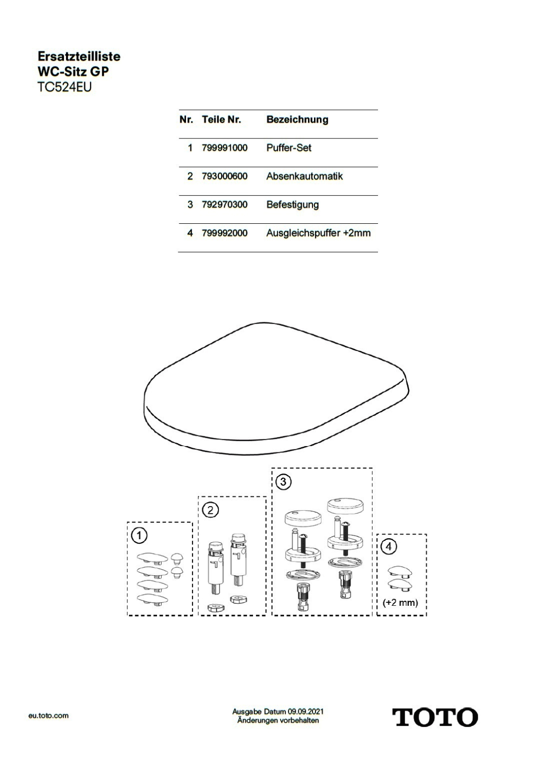 Befestigung Standard für WC-Sitz