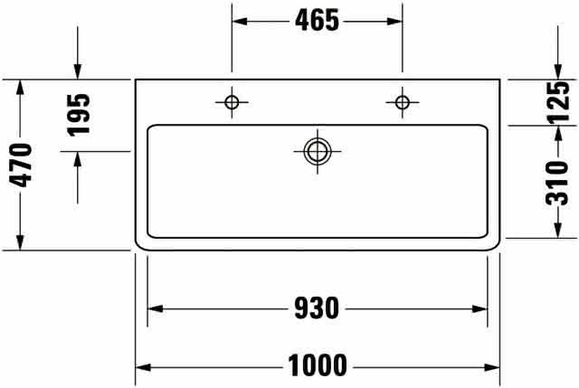 DU Waschtisch Vero 1000 mm m.ÜL, m.HLB, 2 HL,1 Becken, weiß