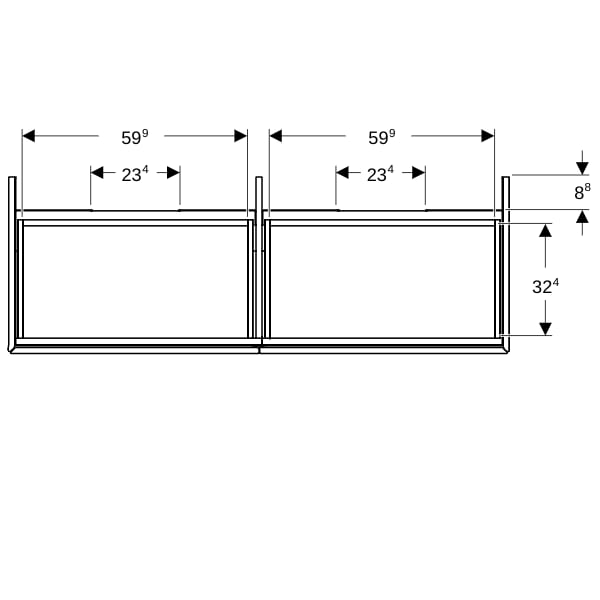 Geberit ONE Unterschrank für WT/-Platte 4 Schubl., 133,2x50,4x47cm, greige matt