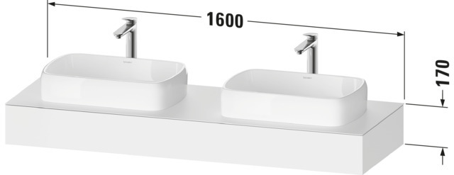 Duravit Qatego Konsole, Wandh, 1600x550x170mm Waschpl:2,o Ko-träger,Weiß Matt,Dekor