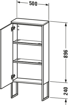 Duravit Halbhochschrank XSquare stehend,TA li 1136x500x236mm, Betongrau Matt