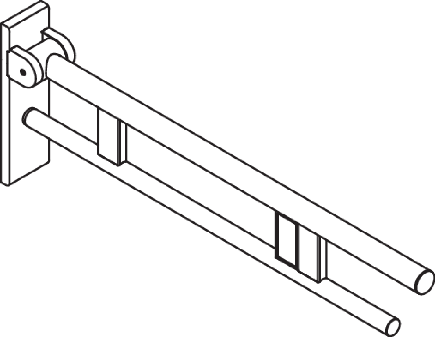 HEWI SK-Griff Duo (B), re, 750, WC-Spül (Funk),schliff