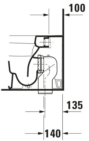 Duravit Stand-WC DuraStyle 570 mm Tiefspüler,Abg.waagr.,BTW,weiß,HYG