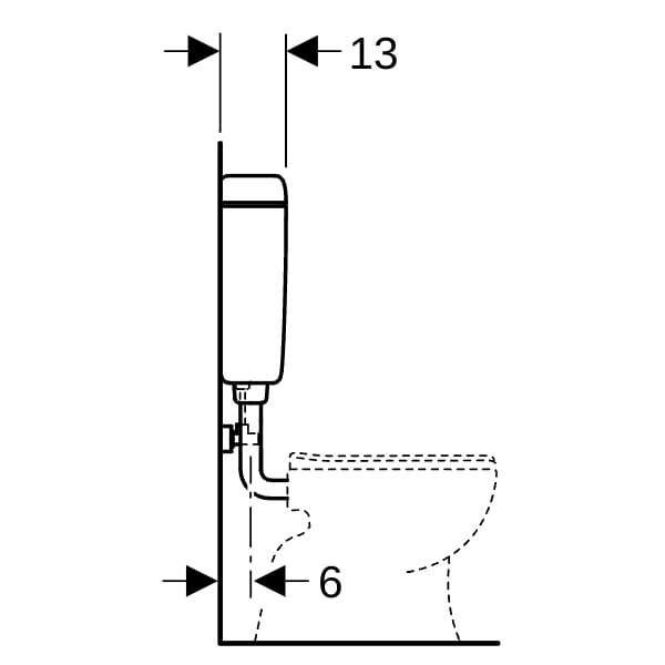 Geberit AP127 AP-Spülkasten, Spül-Stopp-Sp tiefh. WA unten rechts, weiß-alpin