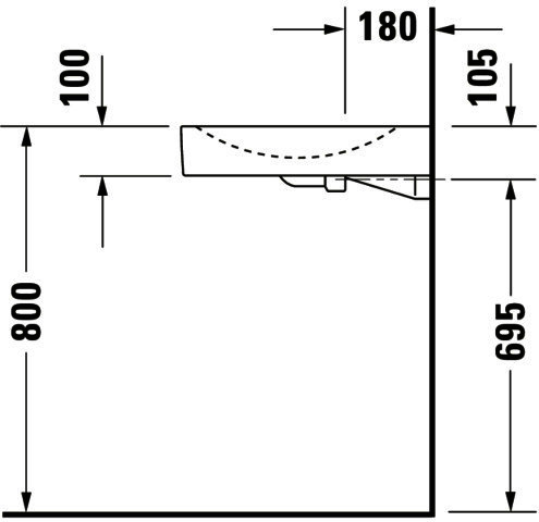 DU Waschtisch Architec Vital Med 575 mm o.ÜL, m.HLB, HL links, weiß