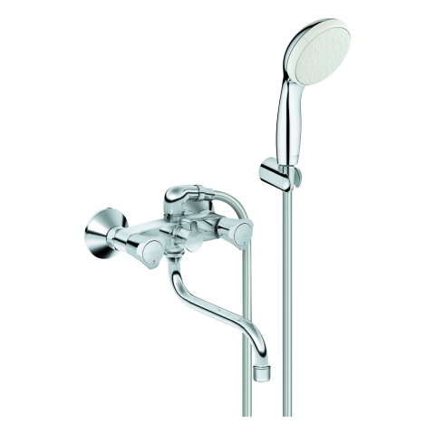 GROHE 2-Griff-Mehrzweckbatterie Costa 26790_1 mit Tempesta Wandhalterset chrom