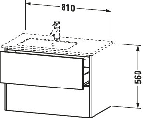 Duravit WT-Unterbau XSquare,2 Schubk.,für ME Becken li.,560x810x478mm,Betongrau Matt