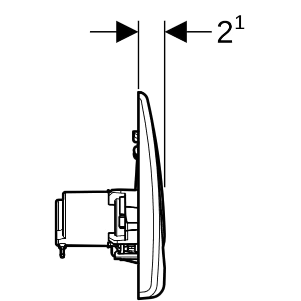 Geberit UR-Strg. mit pneum. Spülauslösung BetPl., rund, aus Kst., chrom matt