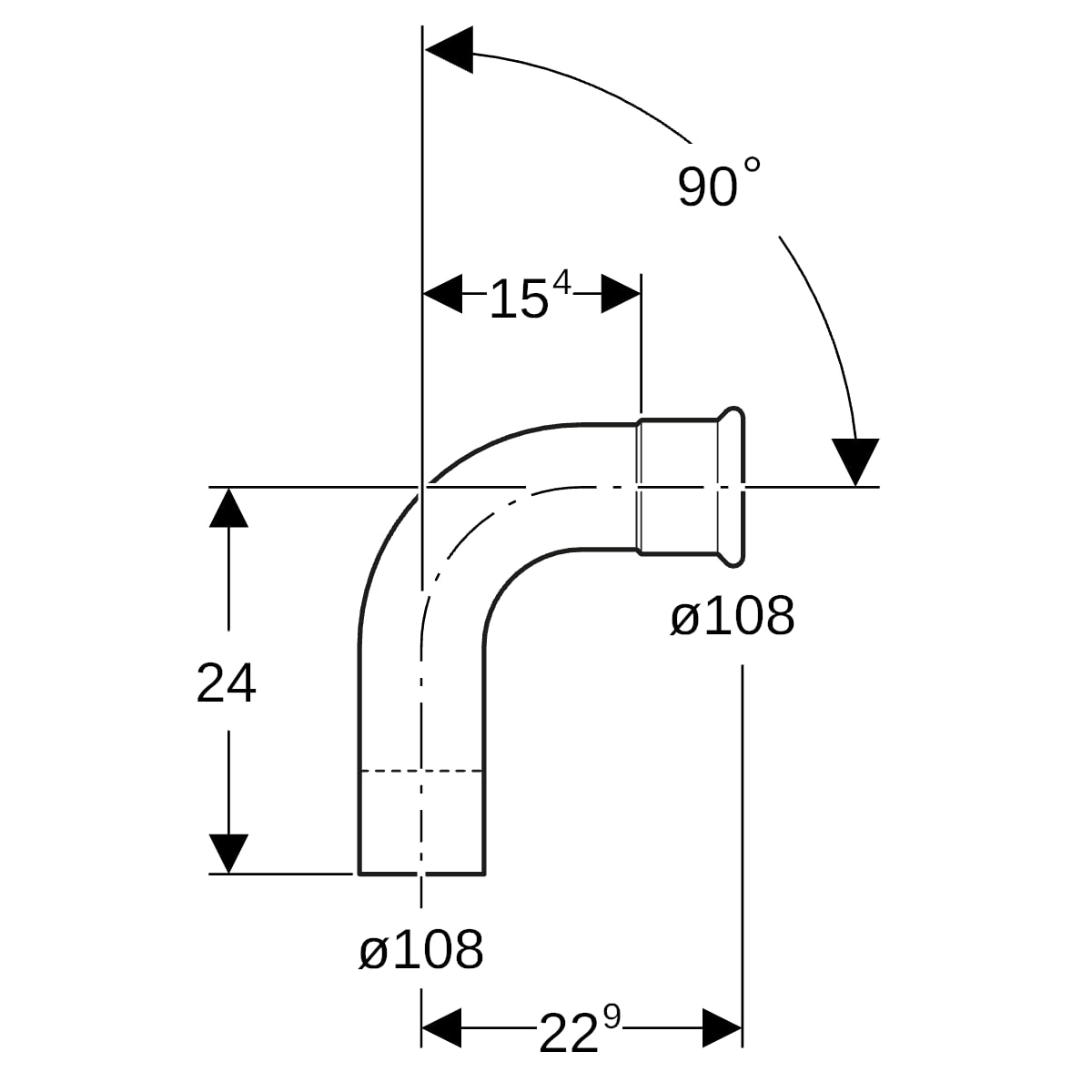 Geberit Mapress Kupfer Bogen 90Gr mit Einschubende d108