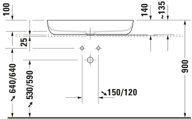 DU Aufsatzbecken Luv 800mm o.ÜL, o.HLB, weiß seidenmatt