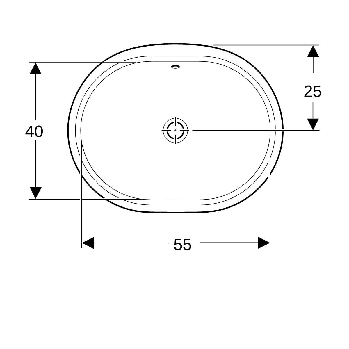 Geberit VariForm Unterbau-WT, elliptisch 62,5x49cm, o. Hl, m. Ül., gl, weiß,Tect