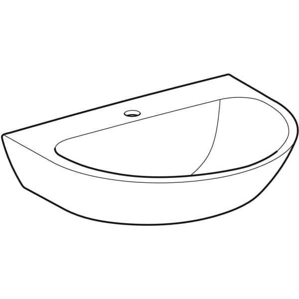 Geberit Renova Waschtisch, 65x50cm m. Hl. mittig, o. Ül., weiß, KeraTect