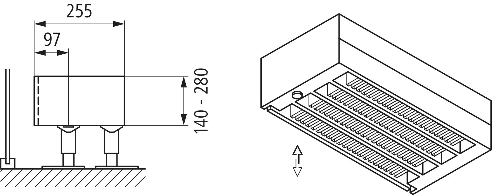 Kermi Kon m. Str. Typ44 BH280x255x1700 QN3684, weiß, 6bar, m. Abd., AB Uni.