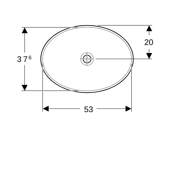 Geberit VariForm Einbauwaschtisch, oval 55x40cm, o. Hl, o. Ül., weiß, KeraTect