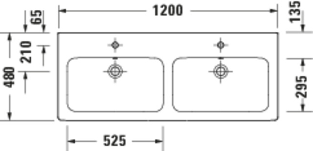 DU D-Code 2.0 Doppel-WT 1200mm,2 Becken mit Überlauf, mit HLB, je 1 HL, weiß