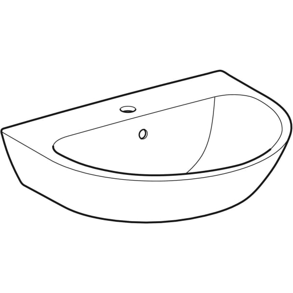 Geberit Renova Waschtisch, 60x48cm m. Hl. mittig, m. Ül., weiß, KeraTect