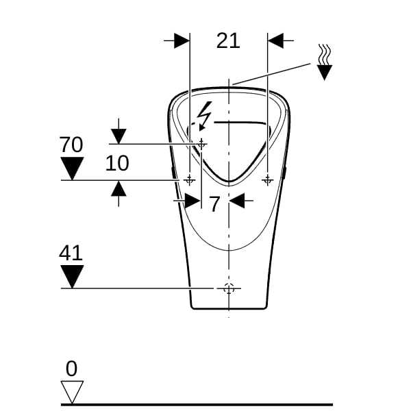Geberit Renova Urinal Trigonal Zul. oben, Abg.hi. od. unten, weiß, Tect