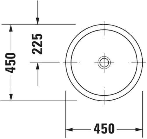 DU Einbauwaschtisch Architec 450 mm EB v.ob.,o.ÜL,o.HLB,u.glasiert,weiß