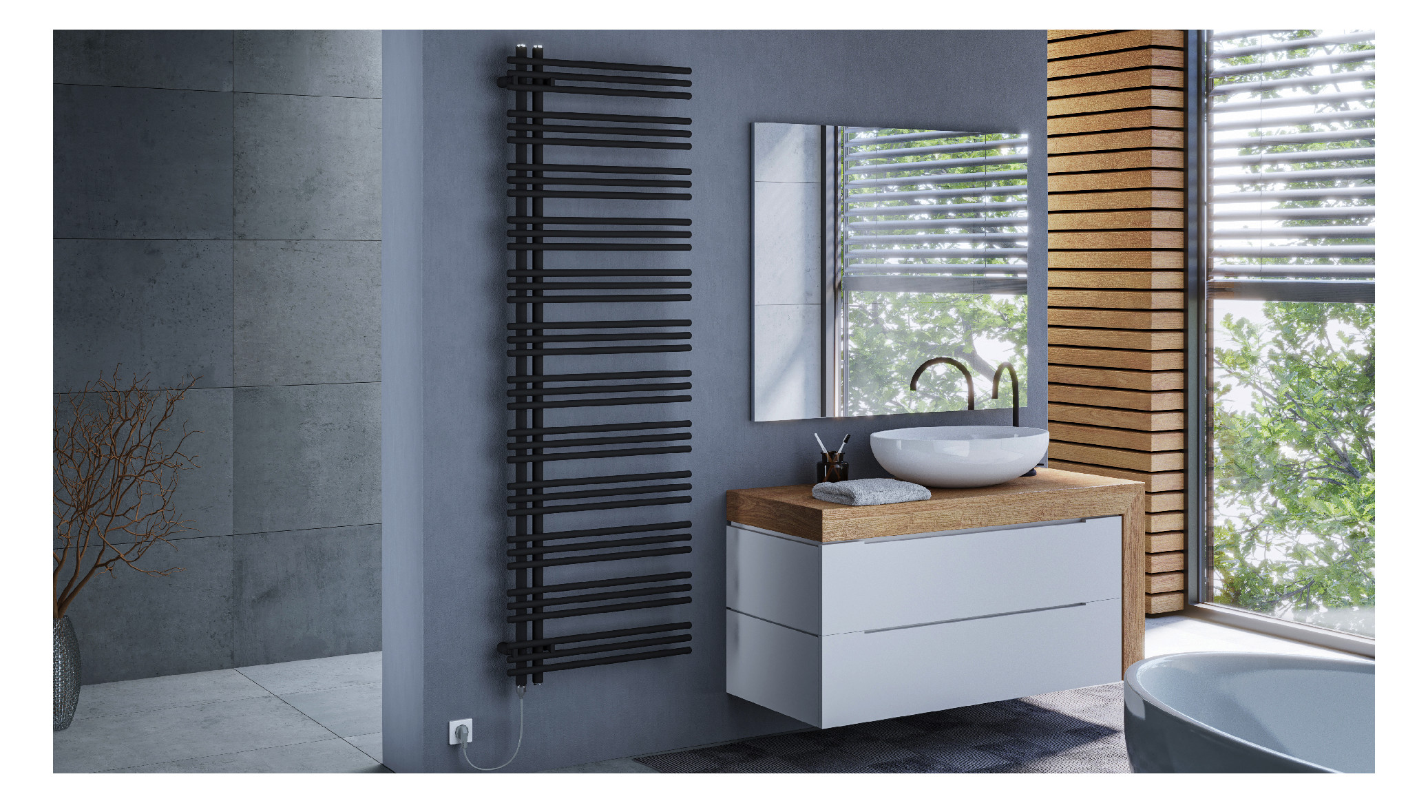 ZE Design-Heizkörper Yucca elektr. IHE YAZSR130060EAZD 1354x47x578 RAL 9016