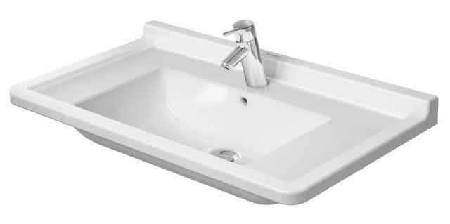 DU Möbelwaschtisch Starck 3 850 mm mit ÜL, mit HLB, 1 HL, weiß