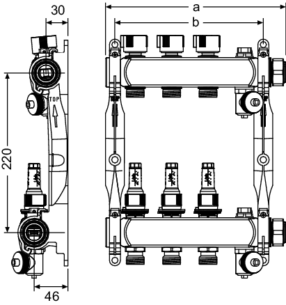 TECEfloor Edelstahlvert. HKV 10 mit DFA SLQ, poliert, 1" IG flachdichtend