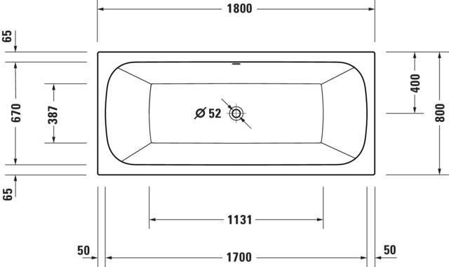 Duravit Qatego BW 1800x800mm Einbau Acryl,Rückenschr.2 Variabel, Weiß