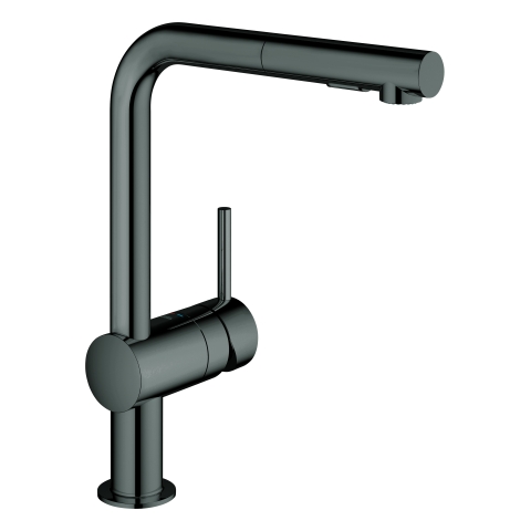 GROHE EH-Spültischbatterie Minta 30274 L-Auslauf azb. Spülbrause hard graphite