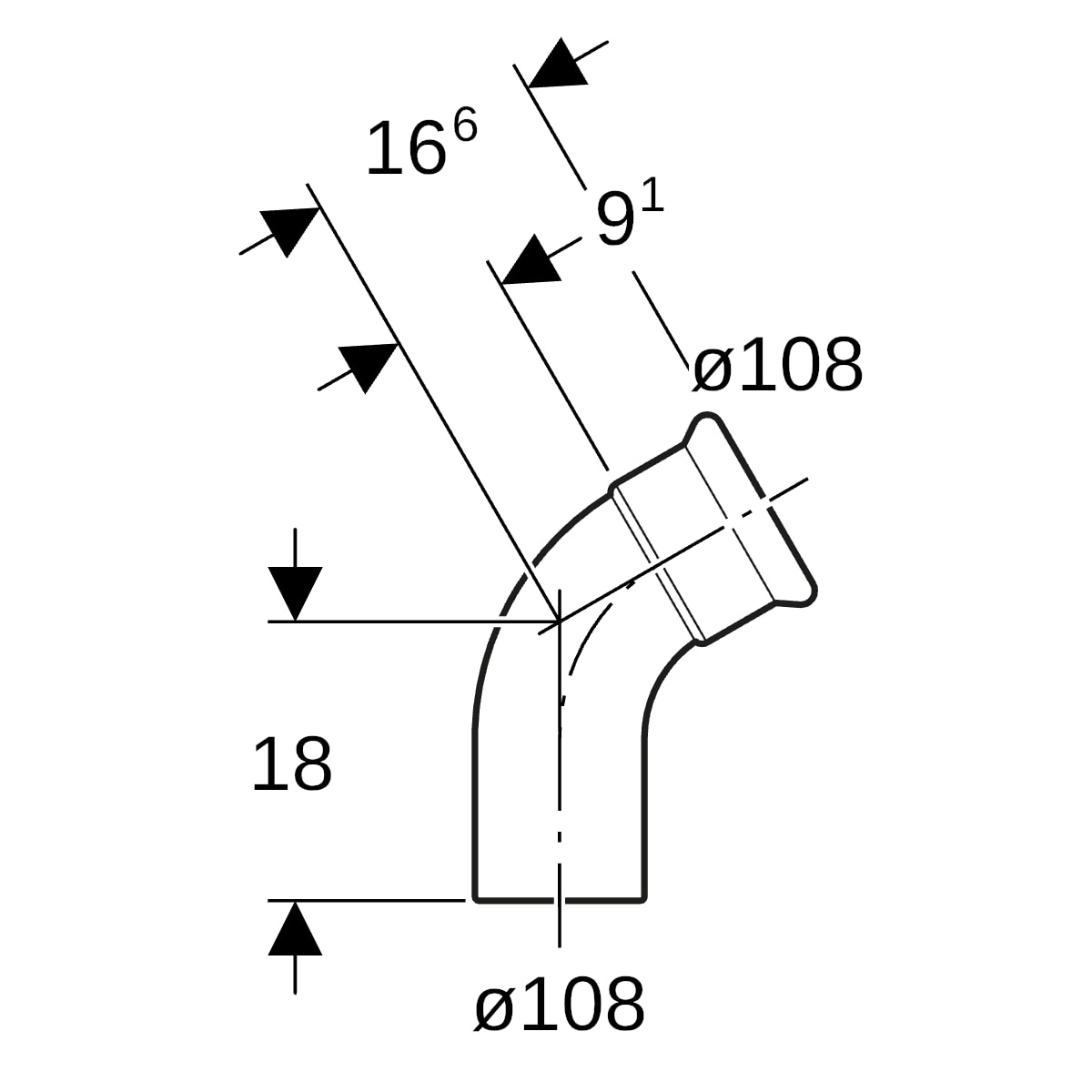 Geberit Mapress Edelstahl Bogen 60Gr d108 mit Einschubende
