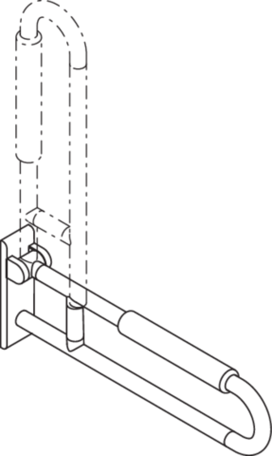 HEWI Stützklappgriff Ser 801, L:700mm, mit Armpolster reinweiß