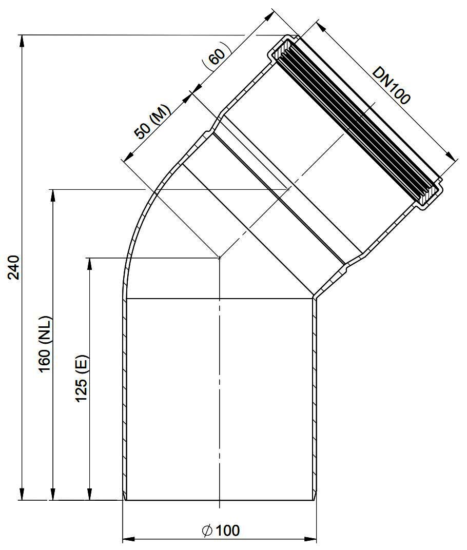 MHG Bogen 45, starr, DN 100 Abgasleitung Atec