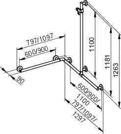 KEUCO Duschhandlauf Plan Care 34915, mit Br.Stg. r/l, verchromt,797/797/1263 mm