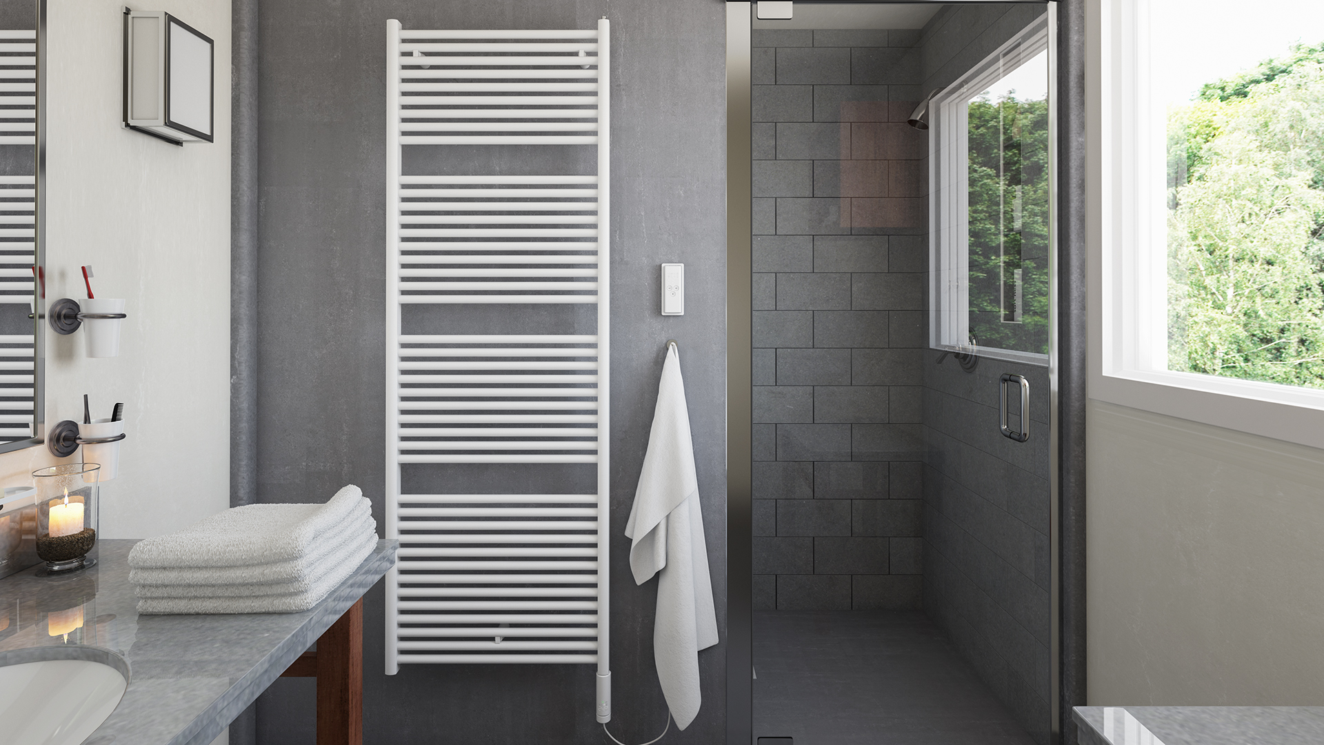 Zehnder Design-HK Toga elektr. IHC TGZSS120050ECZD 1276x70x505 Black Matt