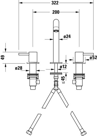 Duravit Circle 3-Loch Waschtischarmatur Kermikmischsystem, Chrom HG