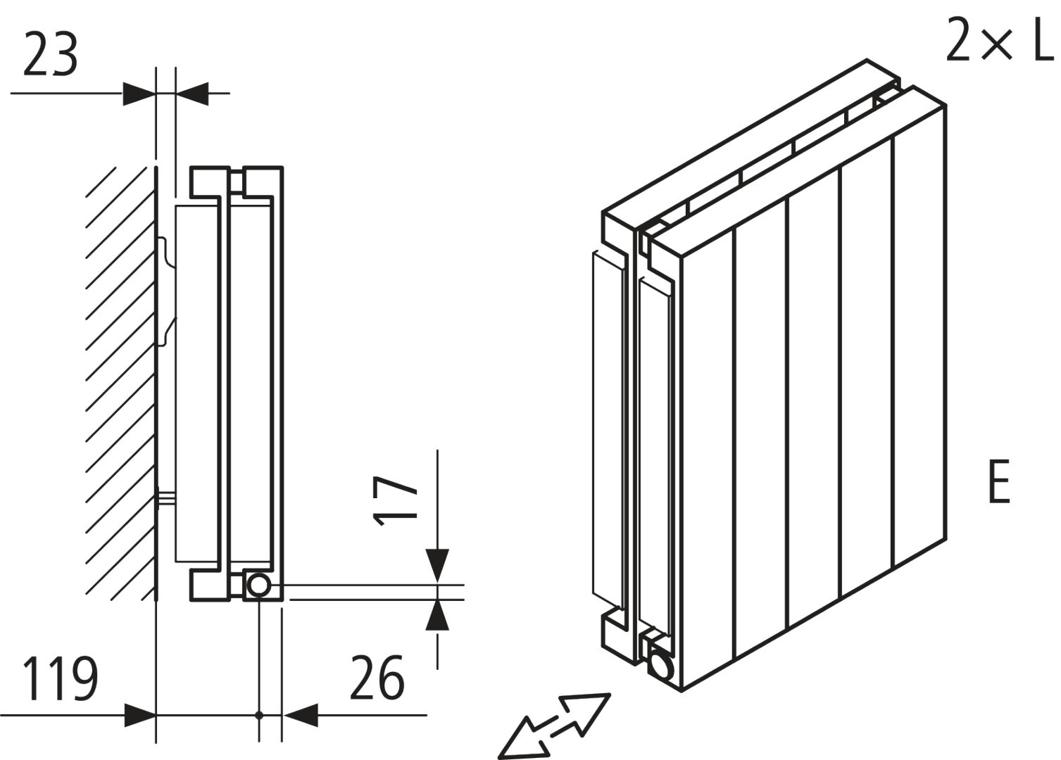 Kermi Heizwand HVN Typ22 BH2000x122x1050 QN4421, RAL9016, 6 bar, ANB12