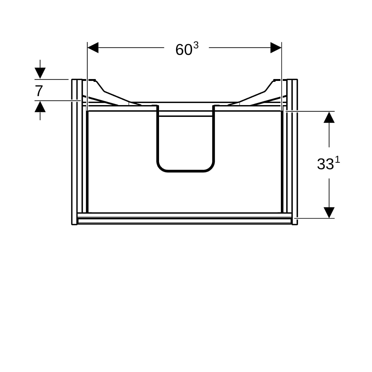 Geberit Renova Plan US f. WT, m. 2 Schubladen 69,3x60,6x44,6cm, weiß/l. seidenmatt