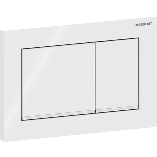 Geberit Omega20 Betätigungsplatte, eckig 2-M-Sp., weiß glänzend / chrom glänzend