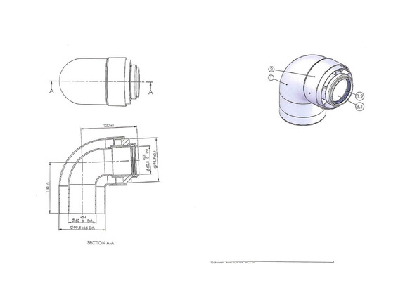 Brötje Bogen DN 60/100 87 Grad konzentrisch K60 KB87 AL/PPS weiß