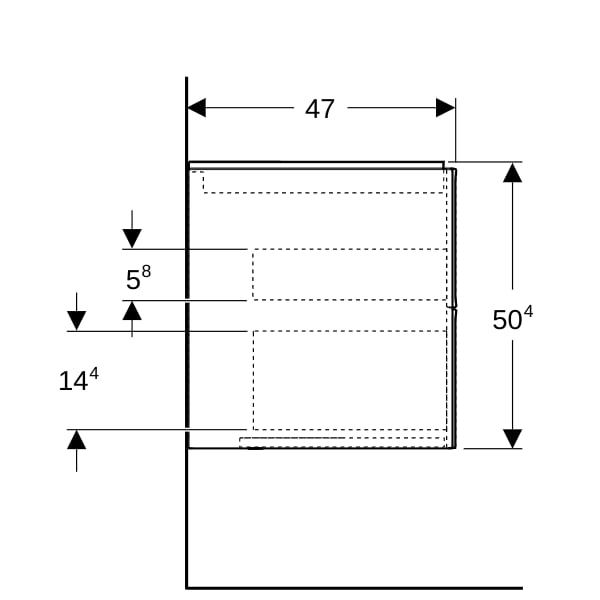 Geberit ONE Unterschrank für WT/-Platte 2 Schubl., 59,2x50,4x47cm, weiß matt
